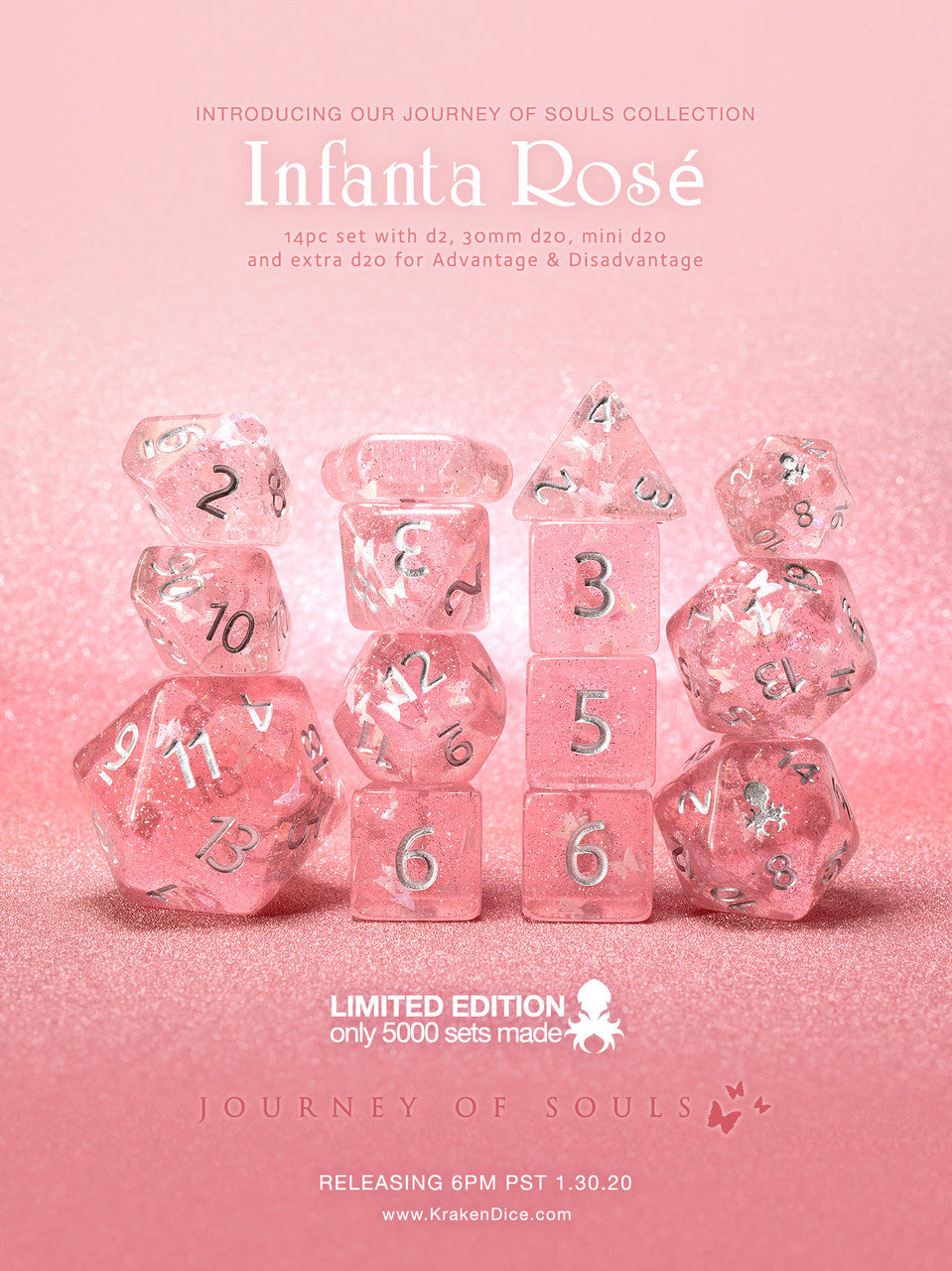 Infanta Rosa 14pc Limited Edition Dice Set